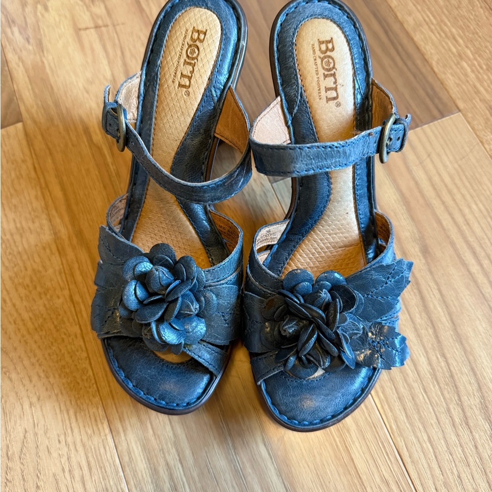 Born Blue Sandals with Ankle Straps